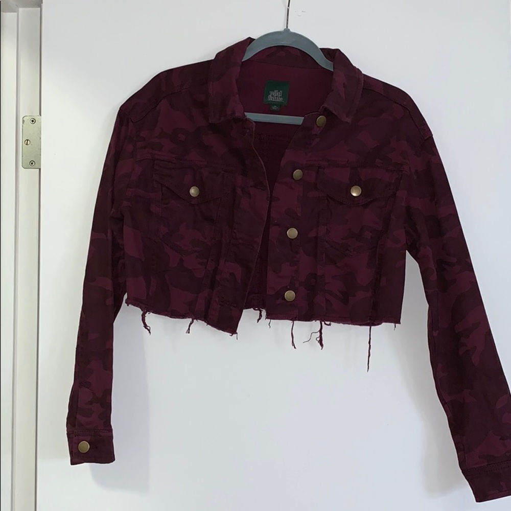 Purple camo crop Jean jacket